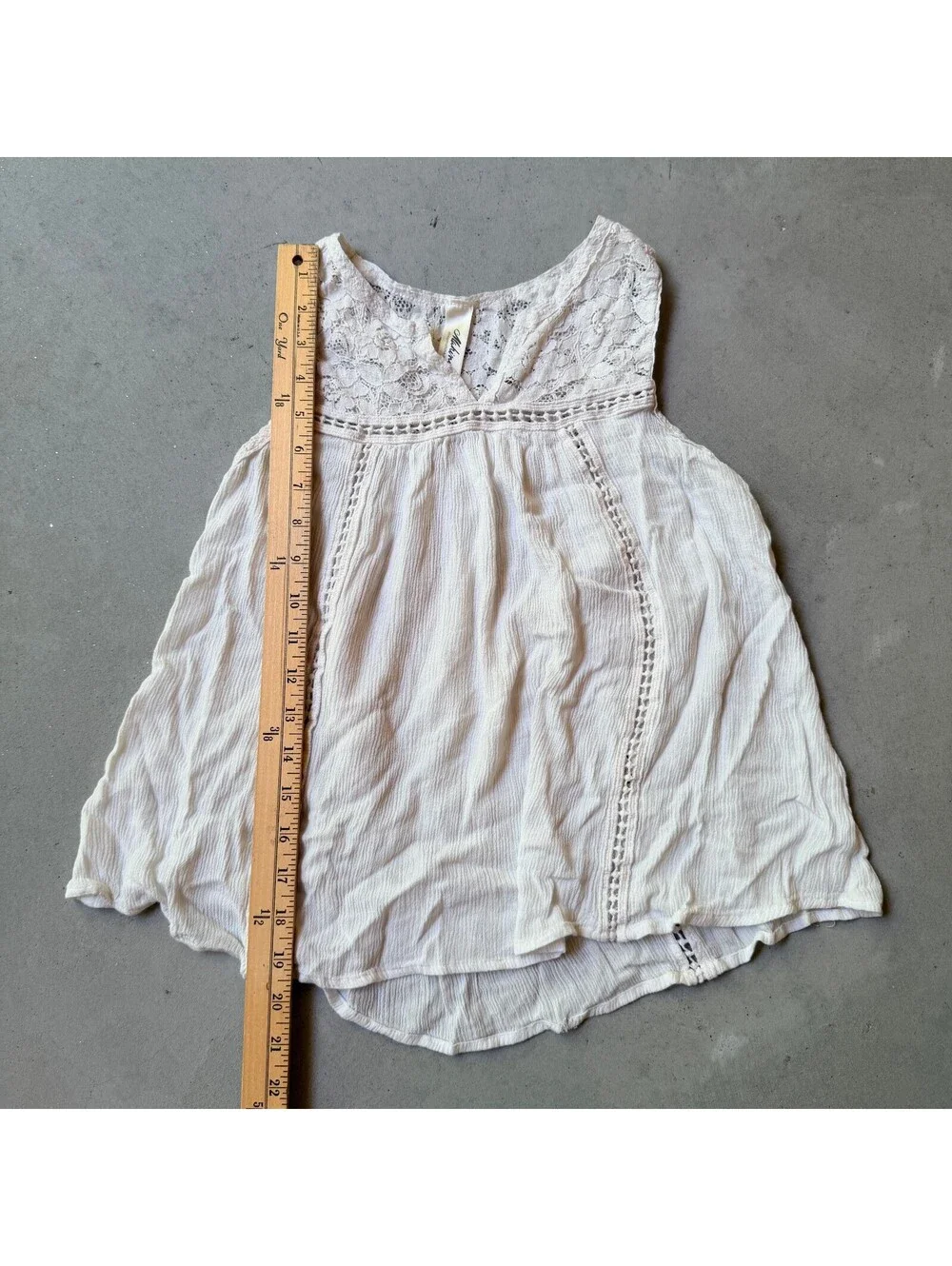 White Lace Babydoll Tank Top Size M by Mahina Boho Summer Fairy Top
